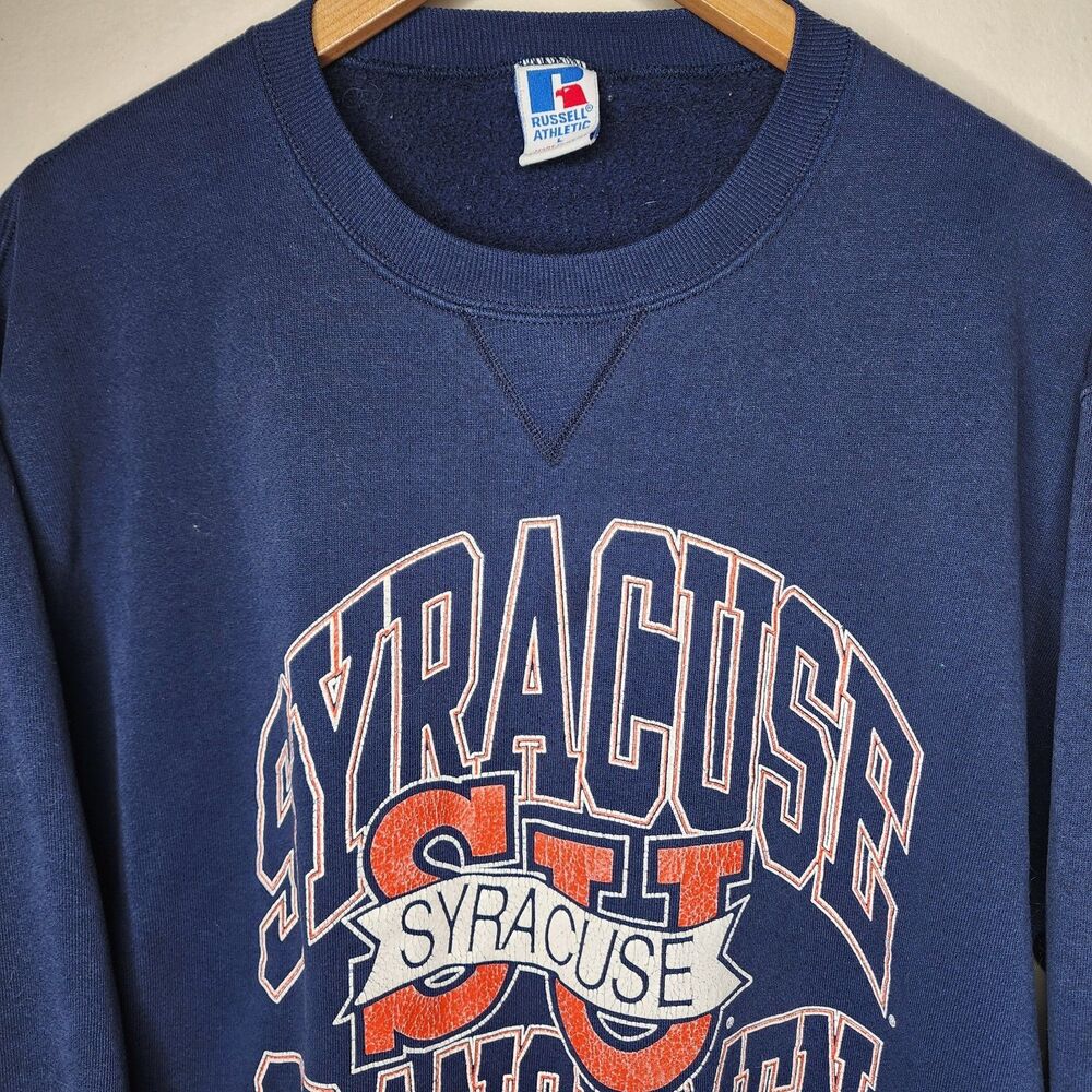 Vintage Syracuse Orangemen Crewneck Sweatshirt Large USA Made 90s Russell - Picture 3 of 9